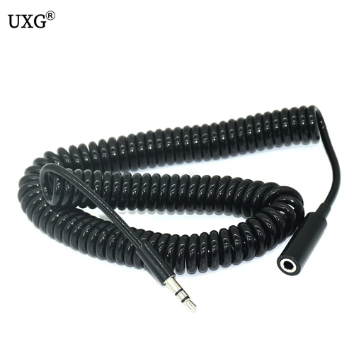 Imagen 2 del producto Conector macho a hembra de 3,5mm, Cable de extensión de Audio estéreo, espiral, 60cm, 250cm