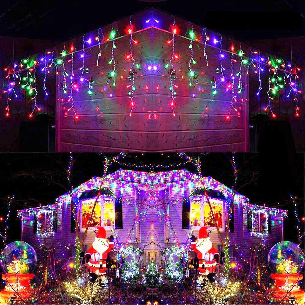 LED Fee Vorhang Lichterketten 5m 8 Modi Weihnachten Hängelampen mit Controller für Zimmer Indoor Outdoor Hochzeiten Party Dekor