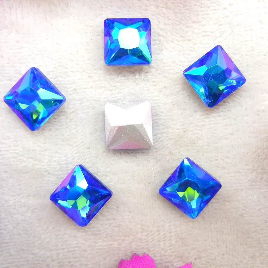 AB Farben 8mm 10mm 12mm Ausgefallene Quadratische Form Klebe-Glaskristalle Strass Handwerk Ornament Zubehör DIY Verzierung – Detail 16