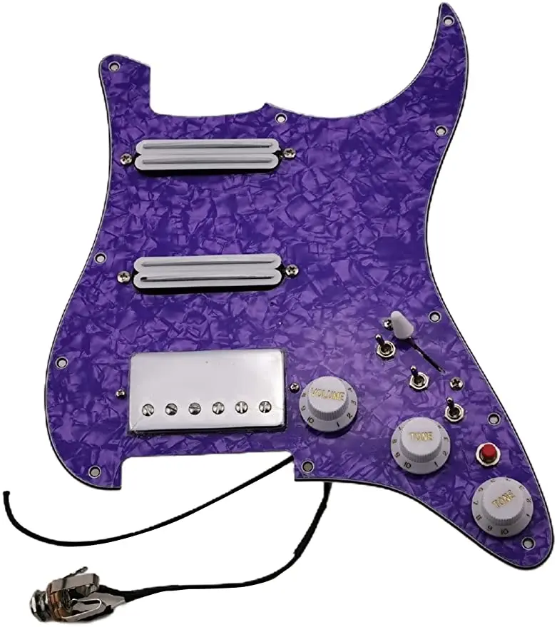 

Upgrade Prewired Guitar Pickguard Configuration Purple Pearl SSH Chrome High Out Output DCR Pickups for Strat Guitar