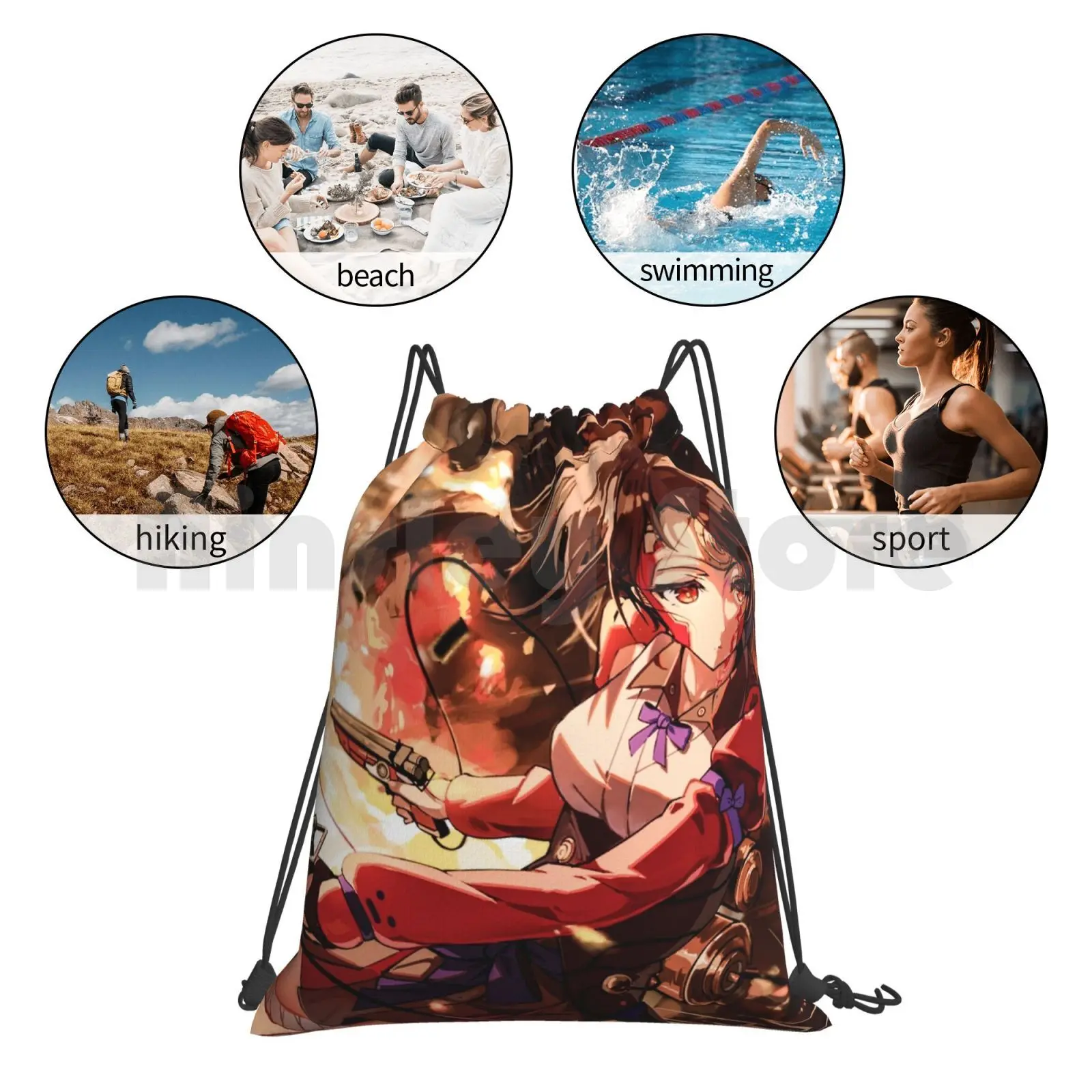 Mochila Mumei-Kabaneri, bolsa con cordón, bolsa de gimnasio para montar, escalar, Kabaneri Mumei, Anime Manga Aimer, lindo combate Kawaii para niñas