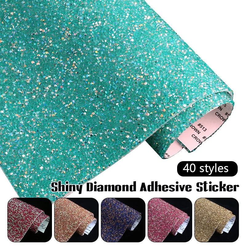 24*40cm Resin Rhinestone Sticker Sheet Trim Self Adhesive Bling Dazzling Crystal Stickers Applique Diy Car Phone Garment Decor