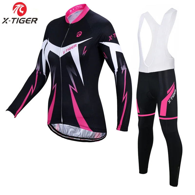 

X-Tiger Women Winter Thermal Fleece Cycling Jersey Set Super Warm Mountain Bicycle Cycling Sportswear Bike Cycling Clothing