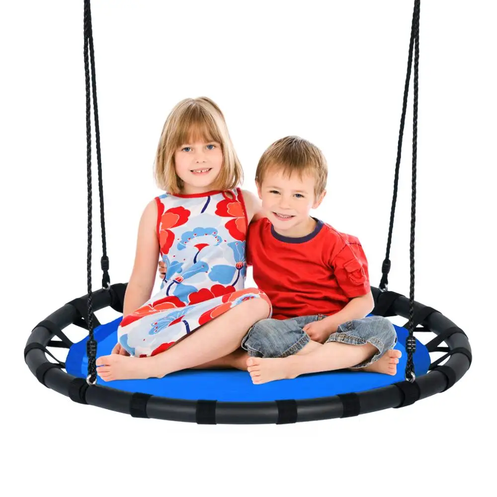 40” Flying Saucer Round Tree Swing Kids Play Set w/Adjustable Ropes Outdoor