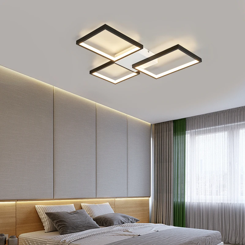 Lampadari moderni a LED per soggiorno, camera da letto, sala studio, lampadari a soffitto color oro/nero per interni