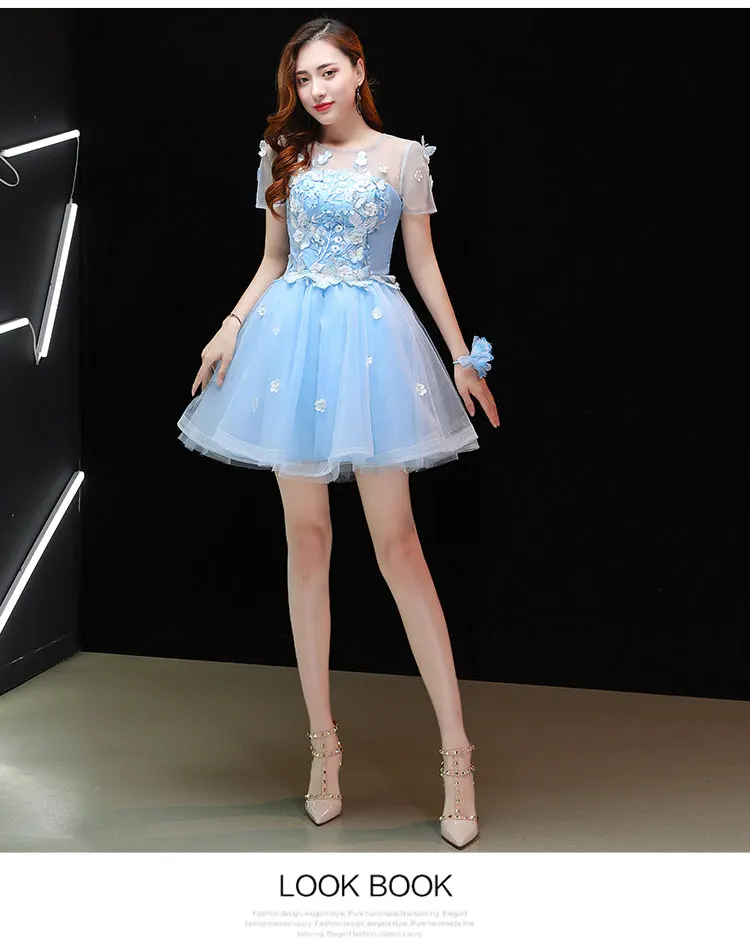 Freeship light blue short sleeve butterfly tutu lovely short lolita dress stage performance/cartoon/carnival dress cosplay