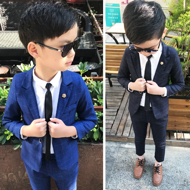 Flower Boys Formal Jacket +Pants 2Pcs Mariage Clothing Set Gentleman Kids Wedding Suit Children Performance Evening Dress