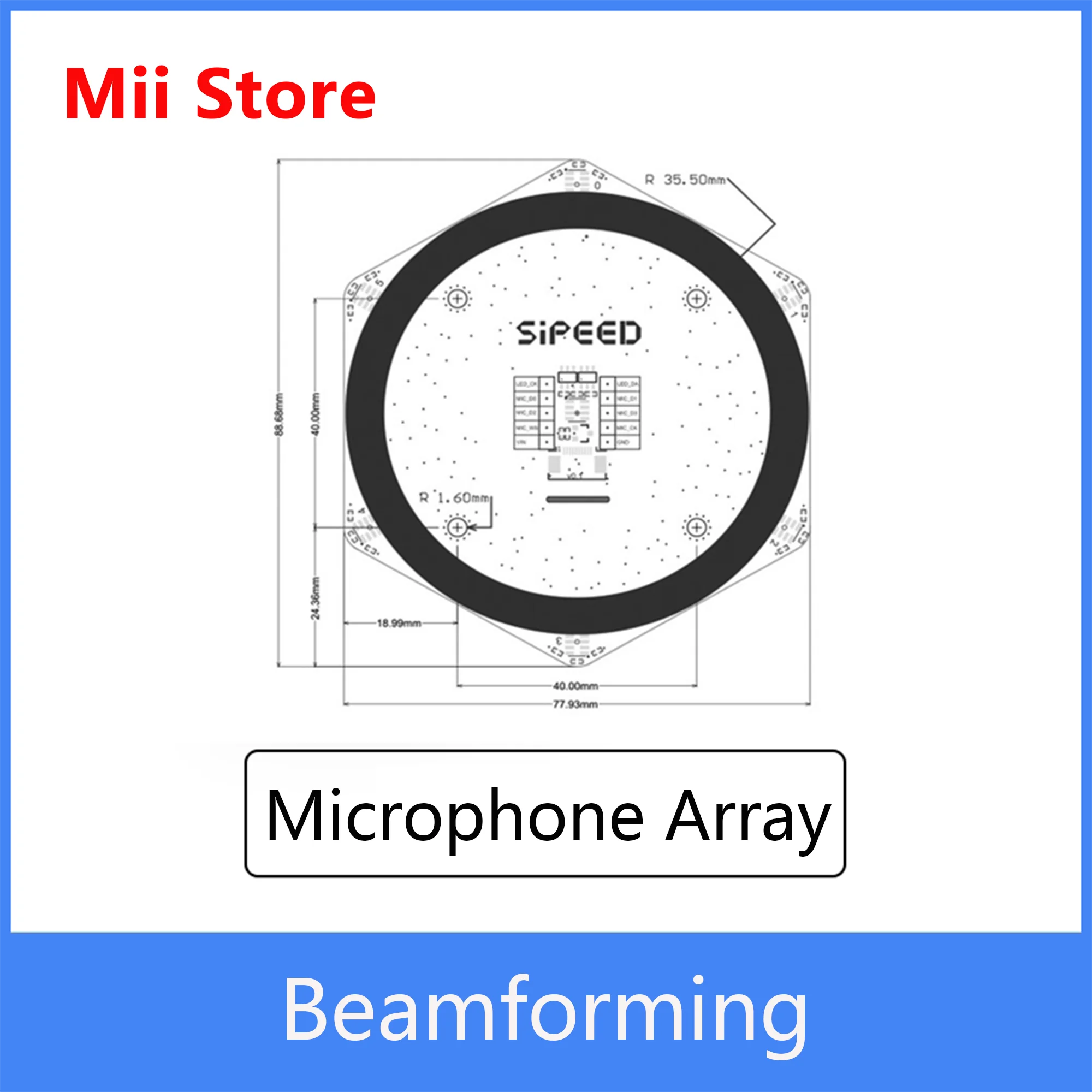 Sipeed 6 + 1 Mic Array localizzazione della sorgente sonora Beamforming riconoscimento vocale microfono Array Sipeed autentico