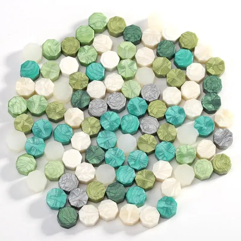 100Pcs Octagon Vintage Wax เม็ดแสตมป์ลูกปัดศุลกากรงานแต่งงานซองจดหมายจดหมายส่วนตัวหัตถกรรมตกแต่ง