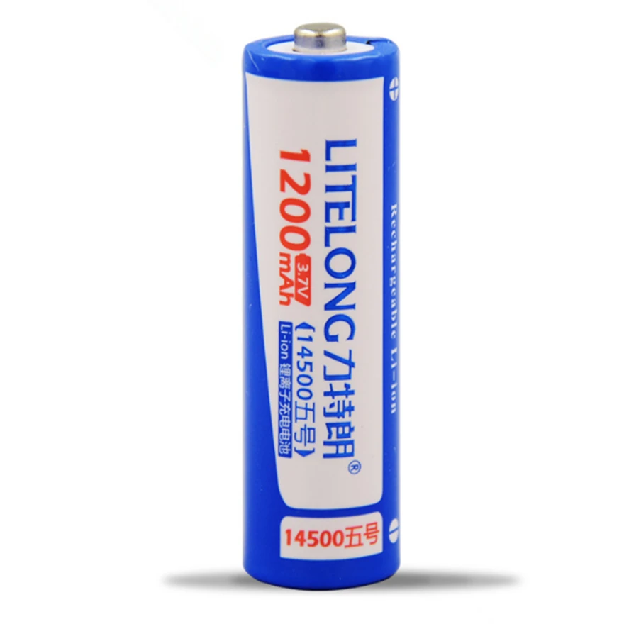 2pcs/lot Large capacity 3.7V 14500 lithium battery 1200mAh AA rechargeable battery