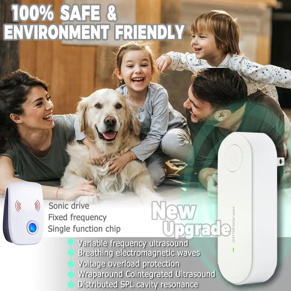 2 Pack Ultrasonic Insect Repellent Electronic Mosquito Repellent Mice Spider Cockroach Insecticide Pest Control