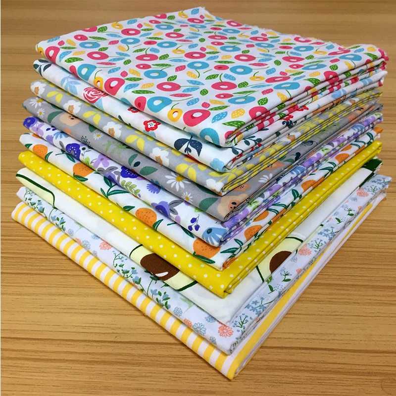 Twill Printed Fabric for Bed Sheet and Pillow Cover, DIY Sewing Fabrics, Fat Quarters, Baby Patchwork, 80cm x 80cm, 10 Pcs