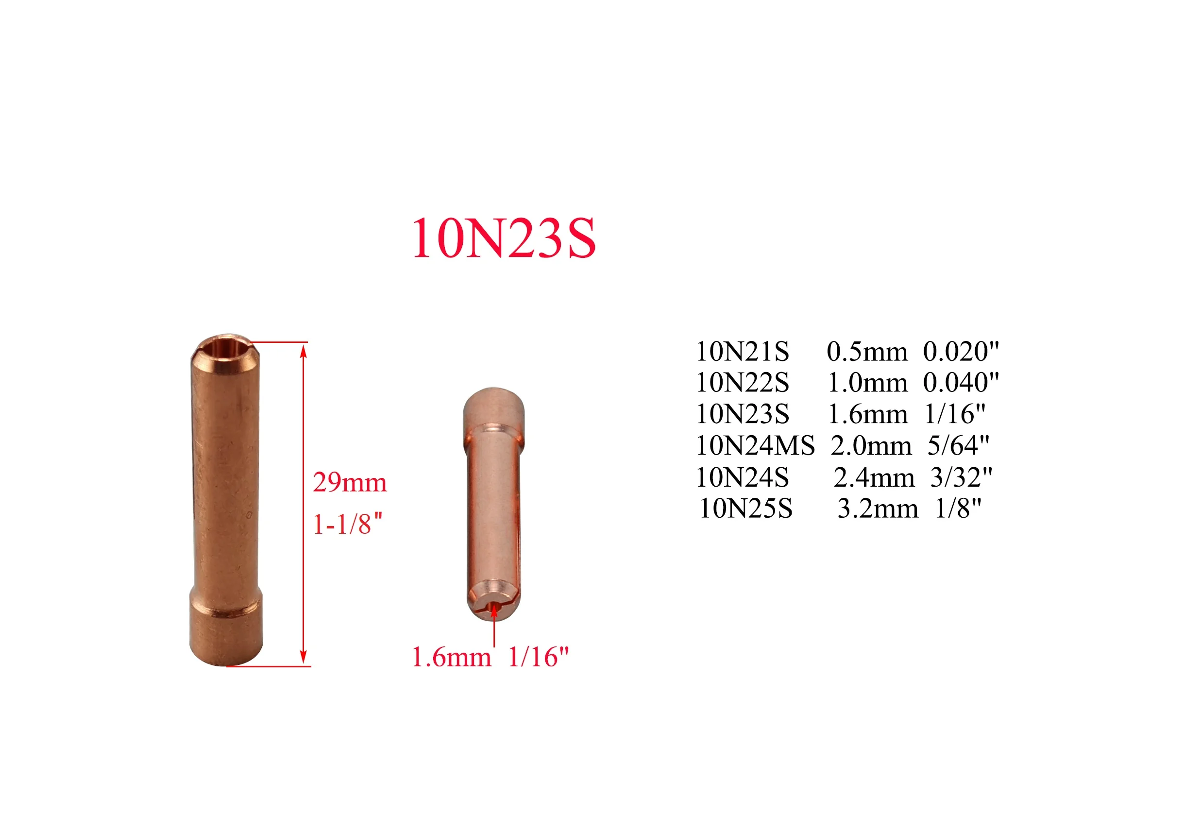 TIG Short Collets 0.5mm ( 1.0 1 1.6  2.0  2.4  3.2 Optional ) 5PCS Fit TIG Welding Torch SR PTA DB WP 17 18 26 Series