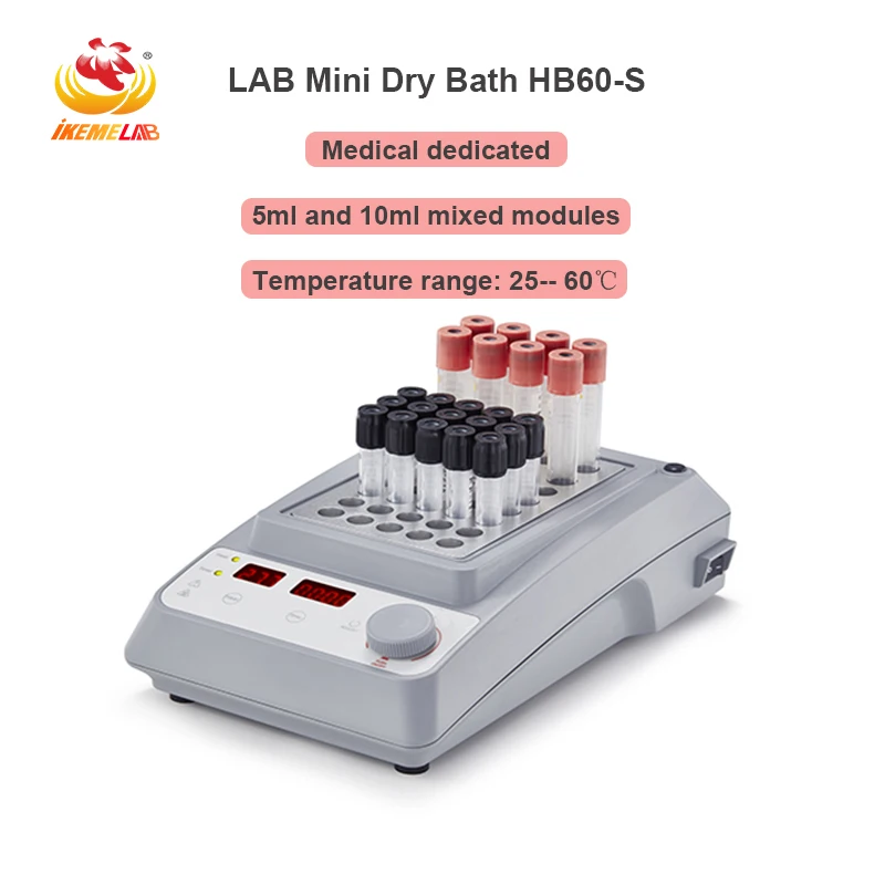 Mini Lab Dry Bath Incubator Heater HB60-S LED Display Metal Bath 5ml 10ml With Applicable To Mixed Module Blood Collection Tube