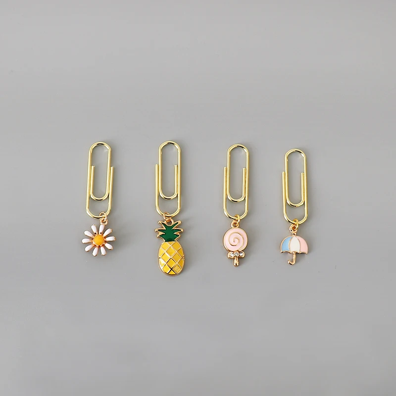 TUTU 2pcs pineapple Metal Gold Paper Clip Office Lady Style School Stationery Photo Decorative Supply Stationery H0496