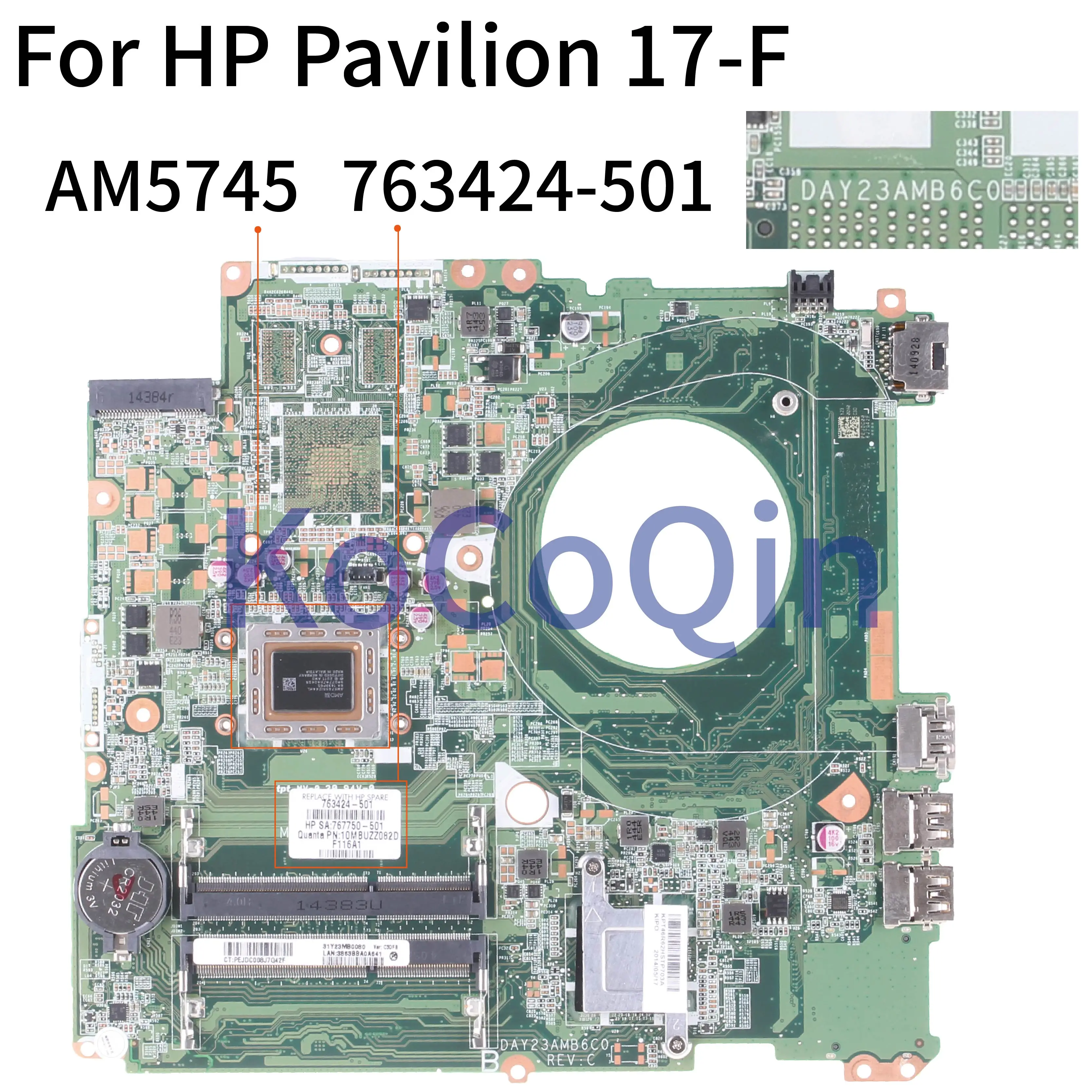 Imagem -02 - Placa-mãe para Notebook hp Pavilion 17-f 171 Polegada Core A10 Am5745 Day23amb6 Day21amb6 763424501