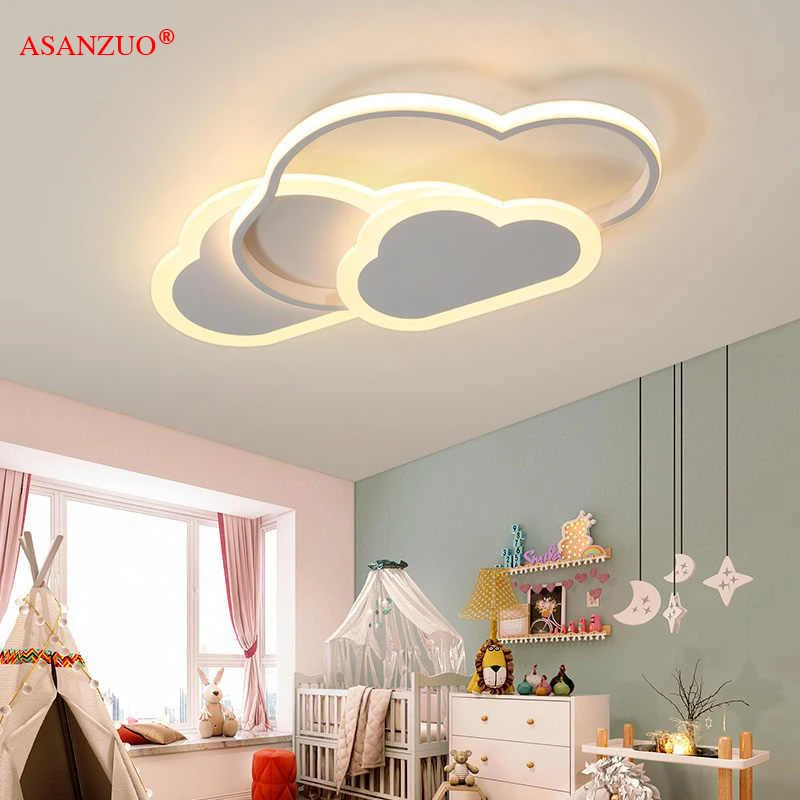 Modern LED Ceiling Lamp for Children\'s Room Bedroom Study Lighting Fixtures Pink White Creative child Cloud Ceiling light