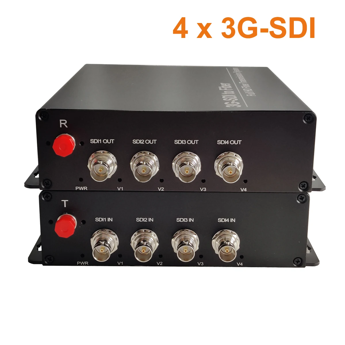 4 Channel 3G-SDI Over Fiber Optic Extenders,Singlemode 20Km (12.4mi), Video Audio to Fiber Media Converter,FC Broadcast grade