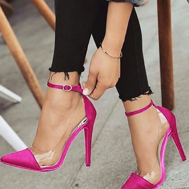 New Ladies High Heel Pointed Toe Shoes Lip Pattern Classic Luxury Brand Pumps Pointed transparent Stiletto Wedding Shoes sandals