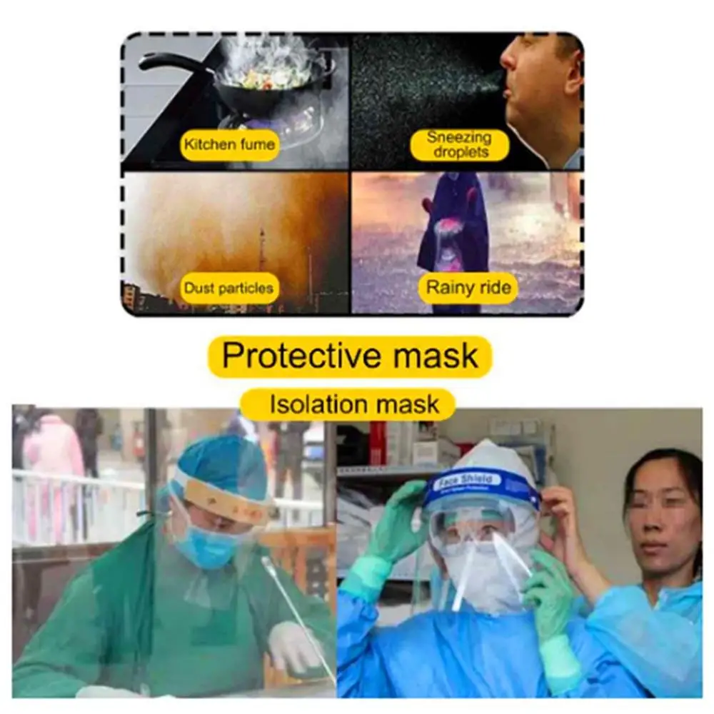 Clear Safety Face Shield Anti Spitting Facial Ears Protection Cover Mask Visor Splash Dust-proof Protective Face Covering Mask