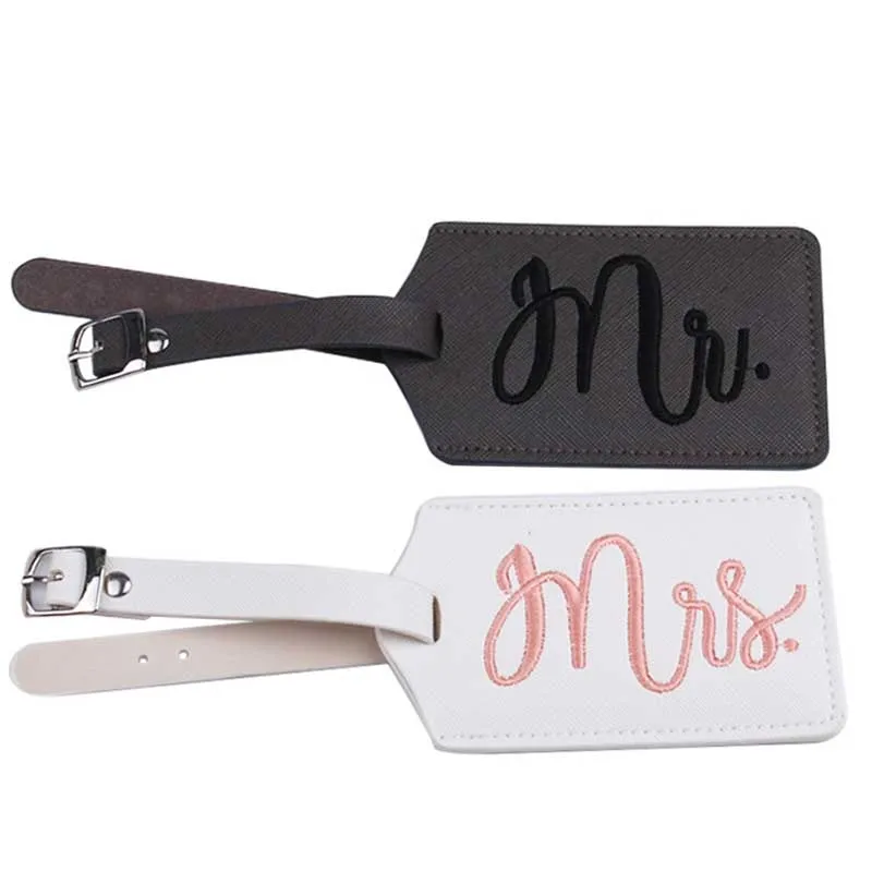 

Mr&Mrs Embroidery Suitcase Luggage Tag Bag Pendant Travel Accessories Name ID Address Personalized VIP Invitation Label