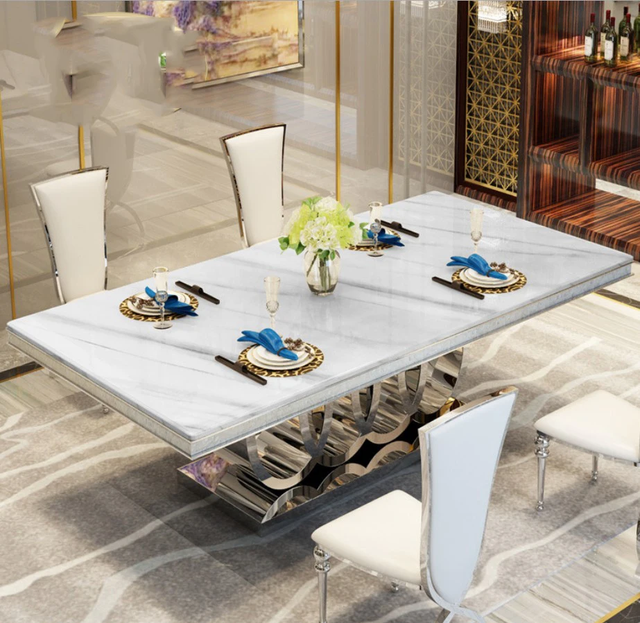 

Modern Style Italian Dining Table, 100% Solid Wood Italy Style marble top Luxury Dining Table 2021