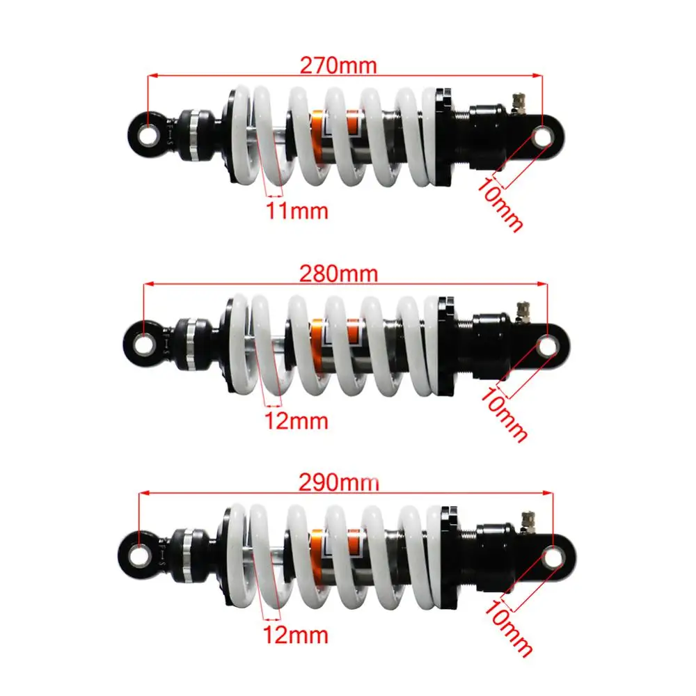 1000LBS adjustable damping 270mm 280mm 290mm rear shocks absorber/suspension for 110-160cc KLX110 CRF50/70 Dirt Pit Bikes