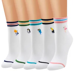 Ladies' Flamingo Socks Lady Medium Cotton  Women Hosiery Cross Rim Hosiery