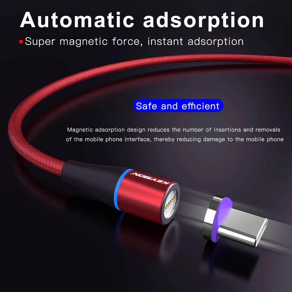 KEYSION 5A Magnetic USB Fast Charging Type C Cable for Samsung A52 Xiaomi Redmi Data Charge Cord for iPhone Huawei Micro Cable image 4