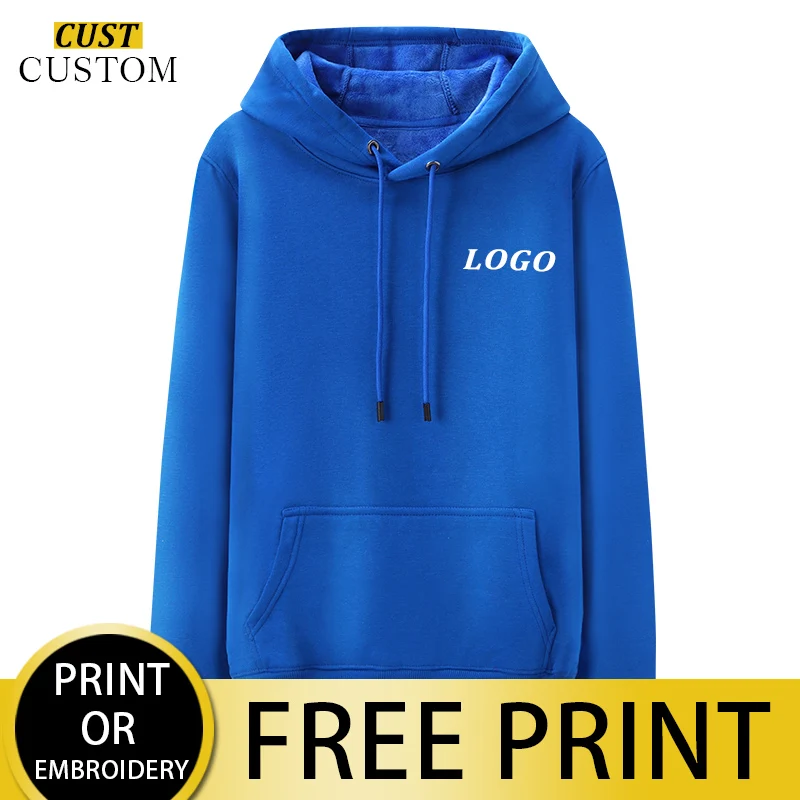 100% Cotton Hoodie Customized Picture Logo Personalized Casual Sweatshirt Women/Men Unisex Embroidery Corporate Team Workwear