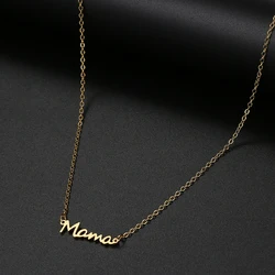 woiwoi Stainless Steel Necklaces Mother's Day Mama Letter Pendant Collar Fashion Necklace For Woman Jewelry Party Mom Best Gifts