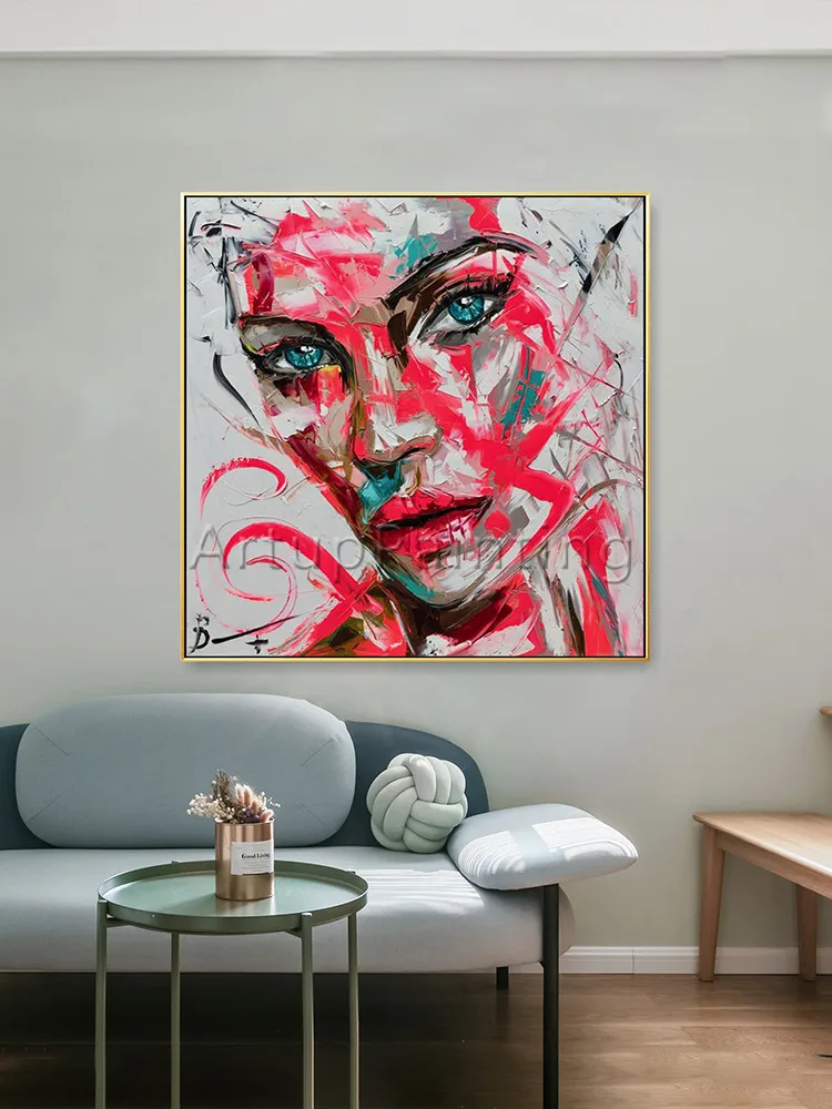 

Abstract Hand painted palette knife portrait woman face oil paintings on Canvas Home decoration Pictures for living room