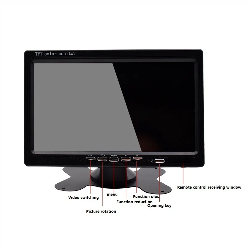 HD 7" inch Color TFT LCD  Car Monitor Rear View CCTV Monitor Display with 2 Channels Video Input for DVD VCD Reversing Camera