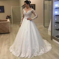 Cheap Sexy Back Vestido De Noiva Vintage Lace Bridal Dress Romantic Bohemian Long Sleeve Ball Gown Wedding Dress Customized