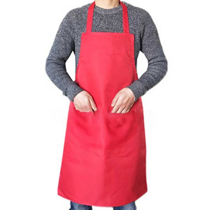 Waterproof Oil Cooking Apron Chef Aprons Women Men Kitchen Apron With Front Pocket Solid Color Dish Washing Cleaning Accessories