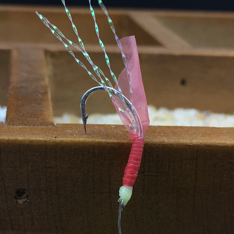 Wifreo Sabki anzuelos con piel de pescado – señuelo luminoso camarón - imagen 5