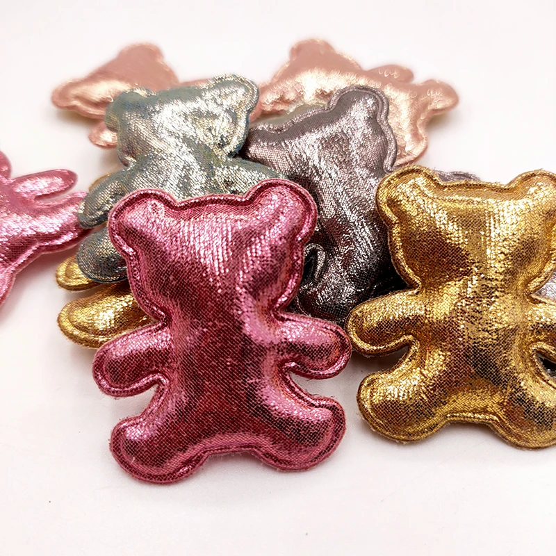 

50pcs/Lot Bear Padded Appliques For Children Headwear Hair Clip Accessories And Garment Decoration