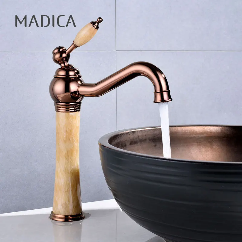 

Bathroom Faucet Antique Bronze Finished Brass Basin Hot and Cold Mix Faucet Jade Basin Wash Basin