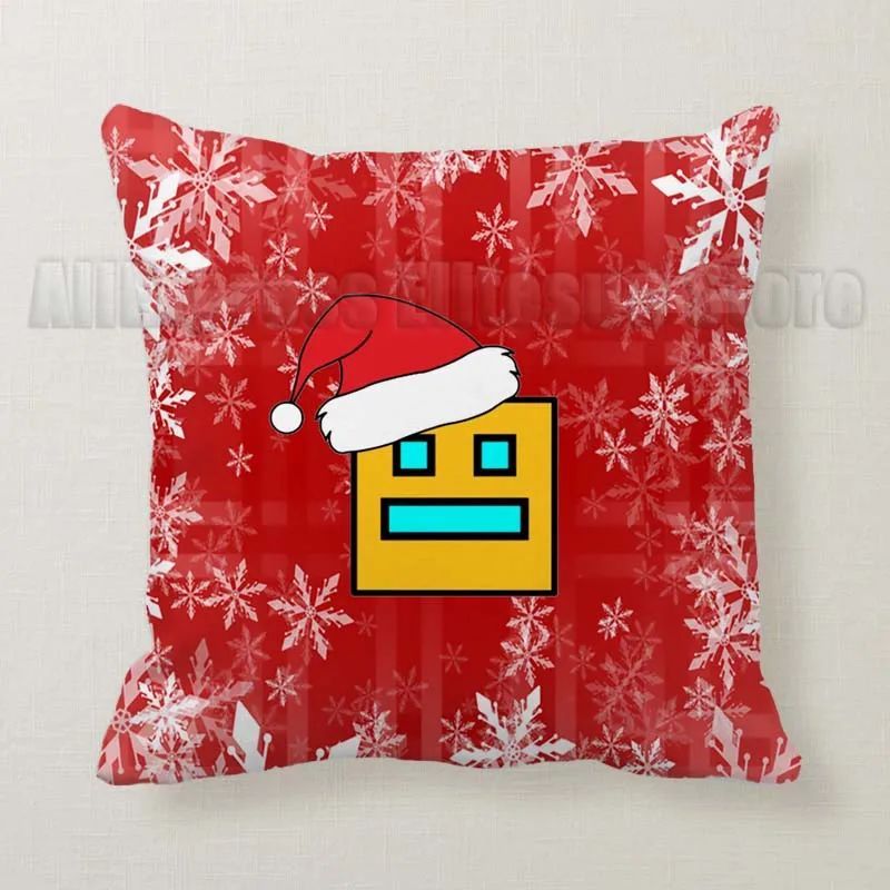 Angry Geometry Dash Pillow Case 45*45cm Boys Girls Cartoon Anime Pillowcases Decorative Home Sofa Chair Car Cushion Covers Gifts