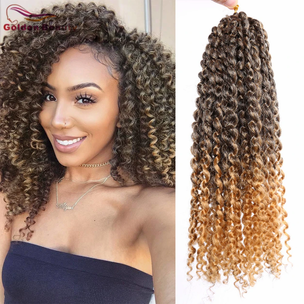 

Golden Beauty Synthetic Hair 12inch Marlybob Crochet Braiding Marlibob Short Passion Twist Crochet Hair Water Wave Crochet Braid