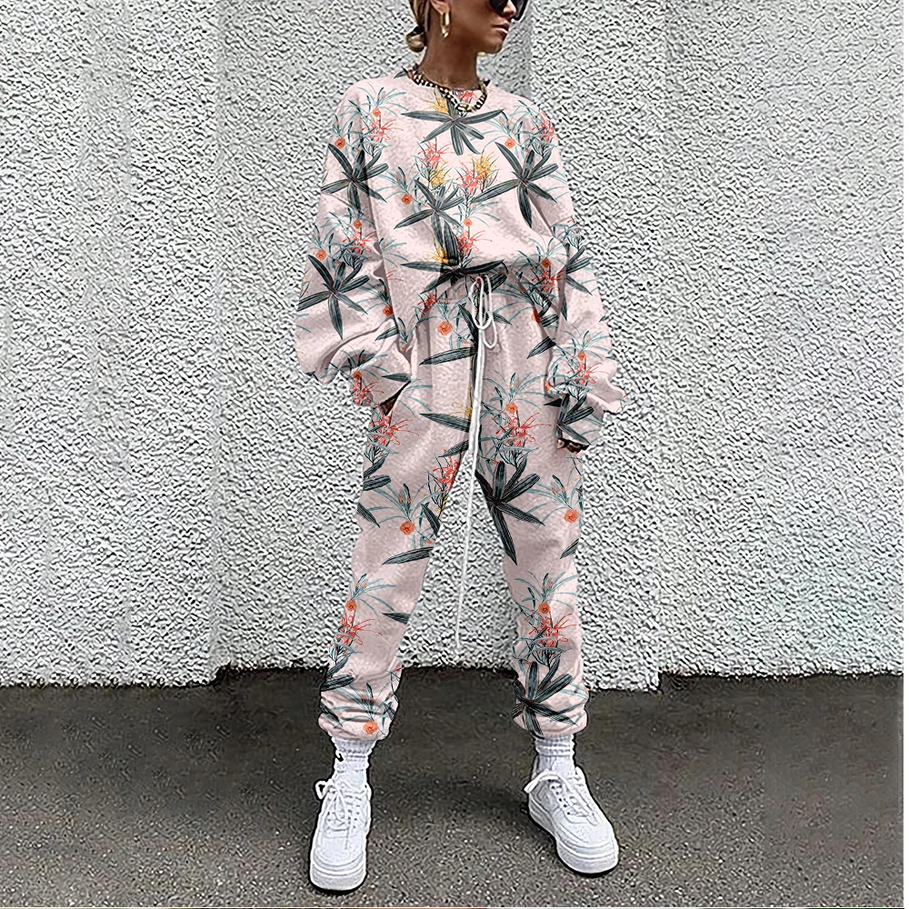 SOJINM Women New Fashion Two Piece Set Suit Outfits Floral Print Casual Sport Suit Woman Set Autumn Women Tracksuit 6XL