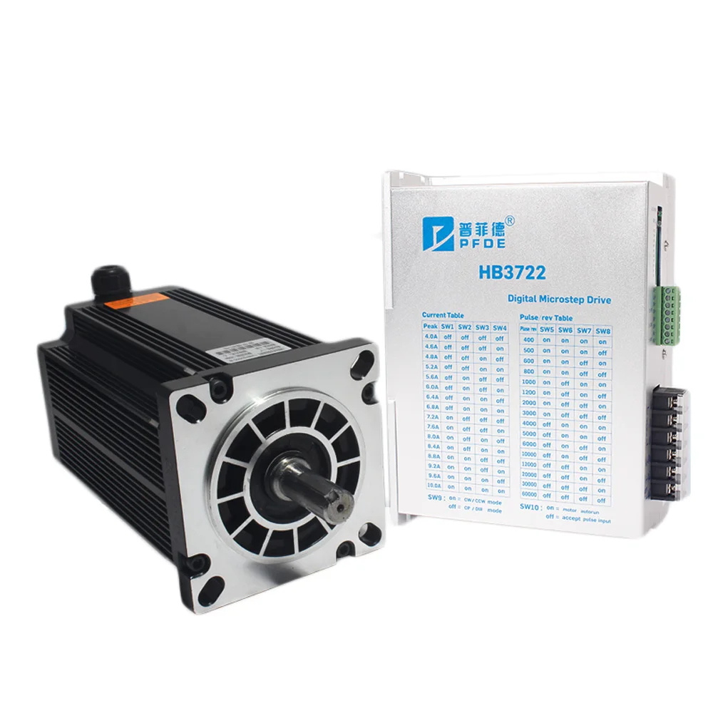 Nema 130 Stepper Motor AC 220V 10A 24Nm-60Nm 3 Phase 3-Lead 130BYG350D Motor 214mm & Driver 3ND2283/HB3722 for Engraving Machine