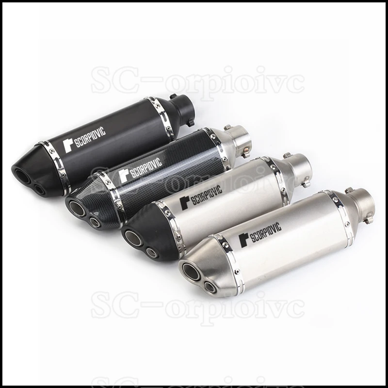 Left Right side Double hole Universal Motorcycle Exhaust Muffler Pipe Escape moto Silencer for FZ1 FZ8 FZ6N R1 R3 R25 Z1000 Z750