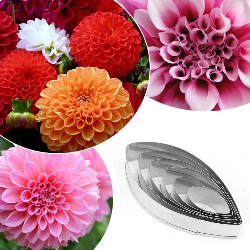 6 pcs/set Dahlia Petal Set Stainless Steel Candy Biscuit Cookie Cutters Fondant Cake Decorating Tools