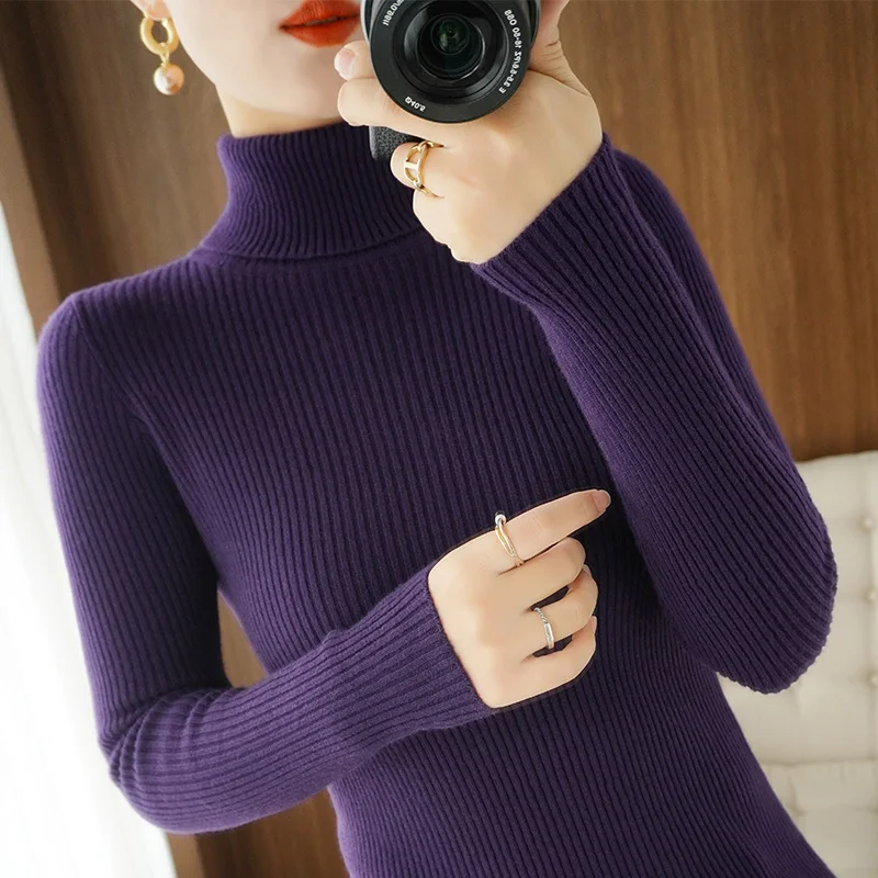 Autumn Winter Cashmere Women Turtleneck Sweater Solid color Warm Pullovers Sweater Long Sleeve Cashmere  Jumper 2117