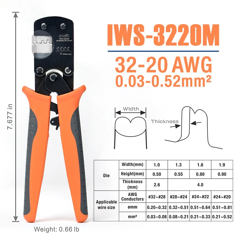 IWISS Mini Terminal Crimping Tools IWS-2820/IWS-3220 Crimping Pliers for Crimp 28-20AWG/32-20AWG Small Connectors