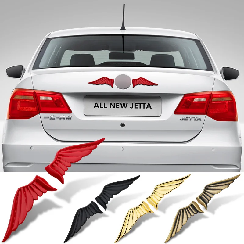 1 Pair 3D Metal  Angel Hawk Wings car Emblem Badge stickers Decal Car motorcycle Sticker golden 5 color optional