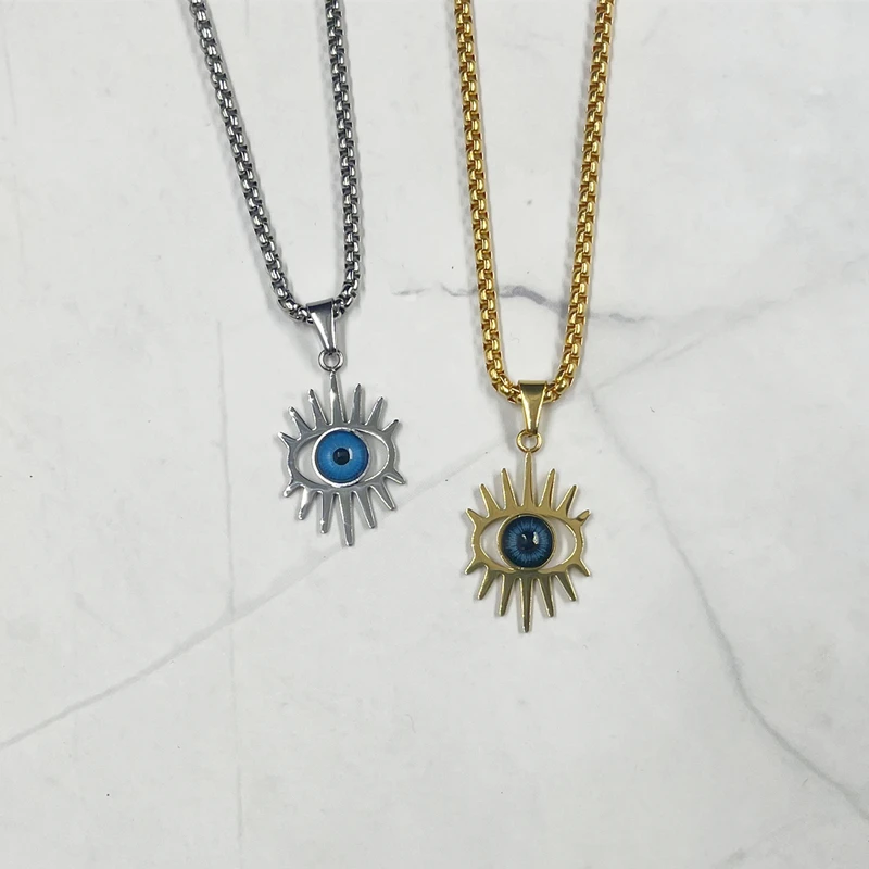 Evil Eye Pendants Greek Eye Coin Turkish Eye Stainless steel Pendants for Jewlery Making Gold Plated Enamel Charms