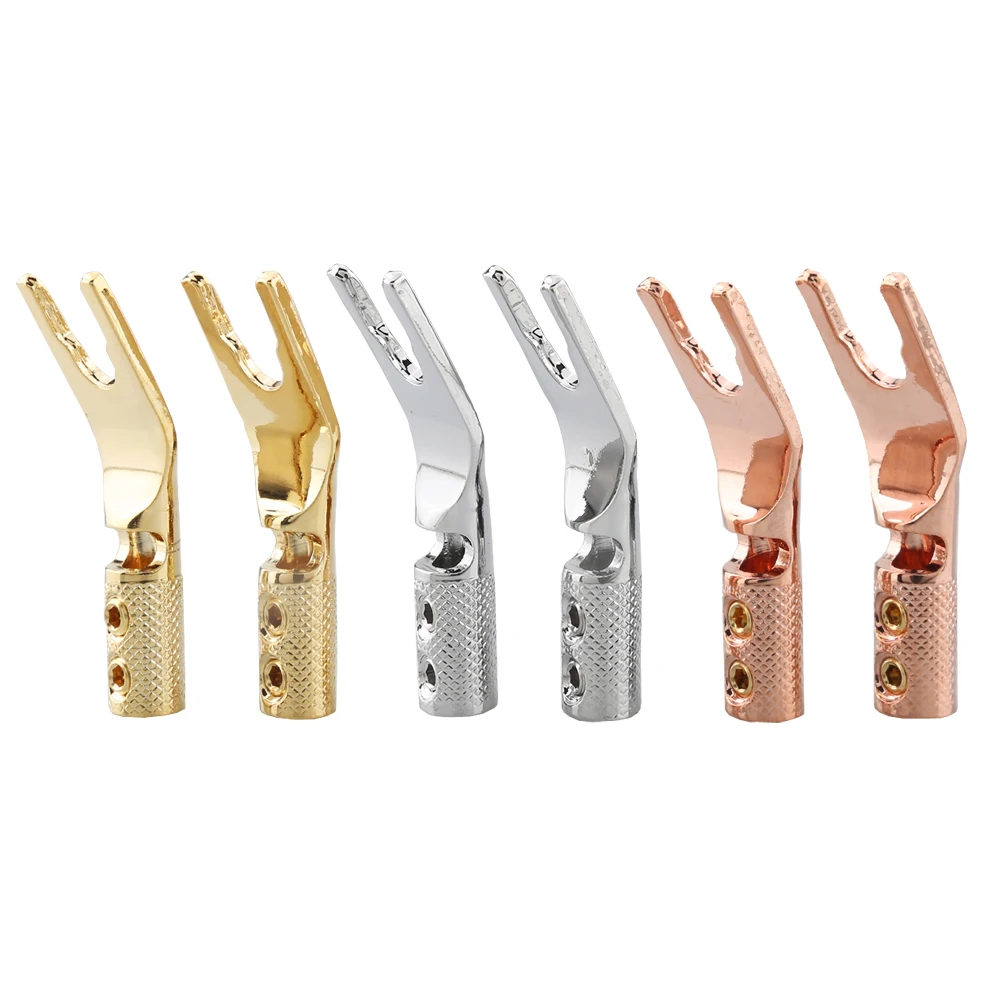 4PCS Audiocrast pure copper Y Spade Connector plug,Rhodium plated Fork connectors plug,loudspeaker cable connector plug ,speaker