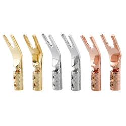 4PCS Audiocrast pure copper Y Spade Connector plug,Rhodium plated Fork connectors plug,loudspeaker cable connector plug ,speaker